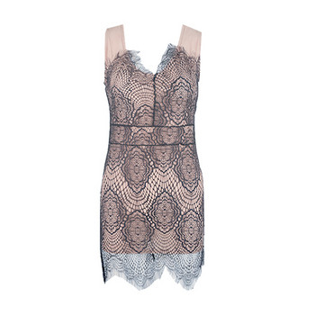 Γυναικείο κοντό γυναικείο φόρεμα με δαντέλα σε δύο χρώματα