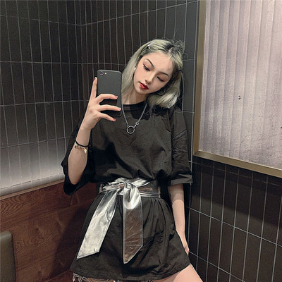 Γυναικείο χιτώνιο με ζώνη σε δύο χρώματα