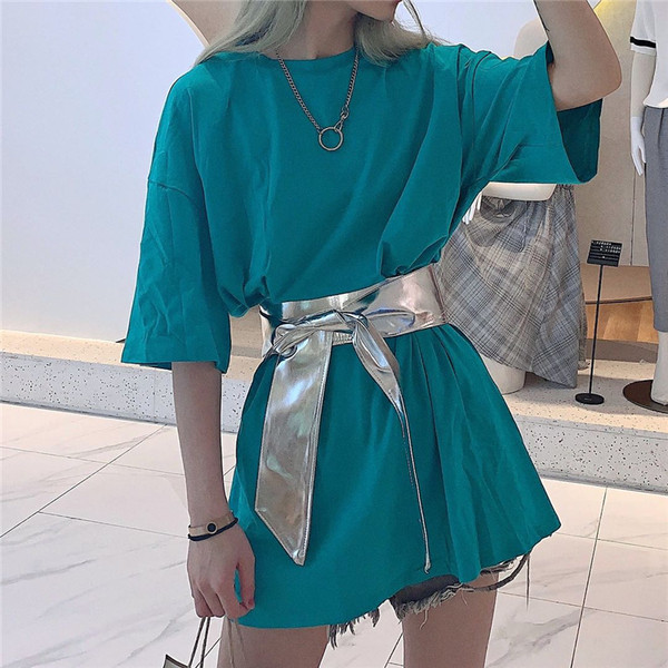 Γυναικείο χιτώνιο με ζώνη σε δύο χρώματα