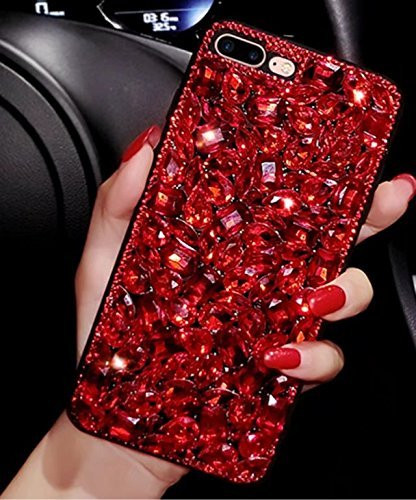 Силиконов калъф с камъни в червен цвят за iPhone X и iPhone XS