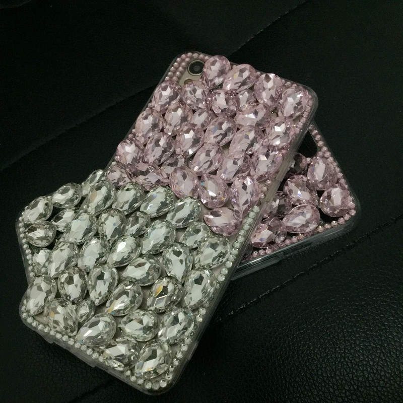 Husa din silicon cu pietre alb si roz pentru iPhone 7 plus si iPhone 8 plus