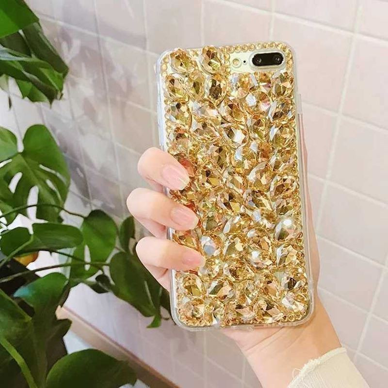 Husa din silicon cu pietre galbene pentru iPhone 6 si iPhone 6S