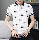 Friss férfi póló két színben gallérral és gombokkal