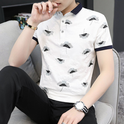 Friss férfi póló két színben gallérral és gombokkal