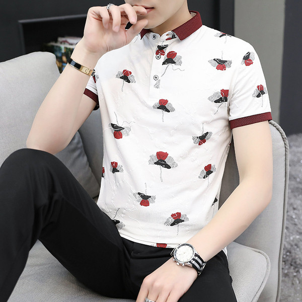 Friss férfi póló két színben gallérral és gombokkal