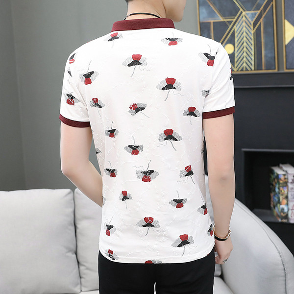 Friss férfi póló két színben gallérral és gombokkal