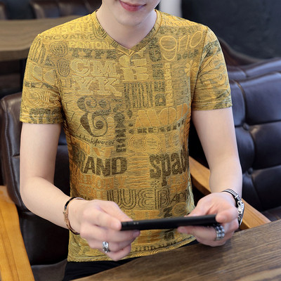 Modern férfi póló V-nyakkal, négy színben