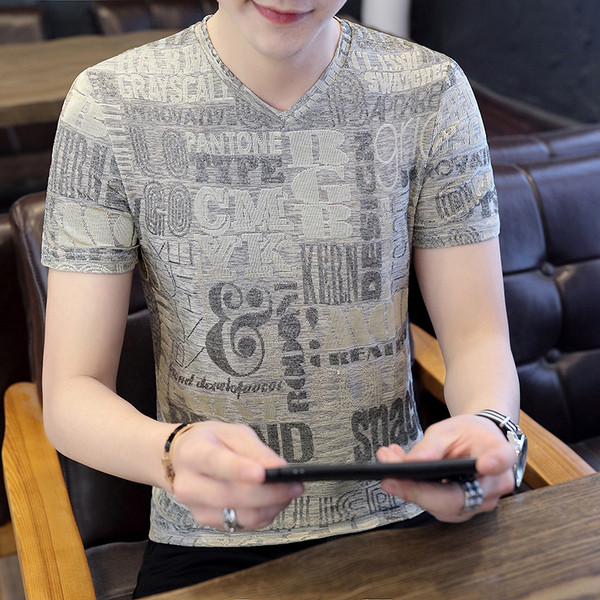 Modern férfi póló V-nyakkal, négy színben