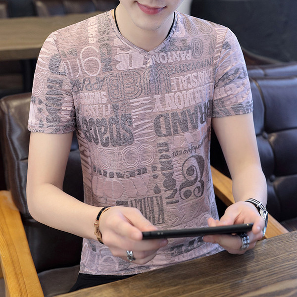 Modern férfi póló V-nyakkal, négy színben