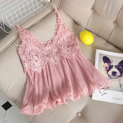 Modern női tanktop széles modell vékony pántokkal és csipkével több színben