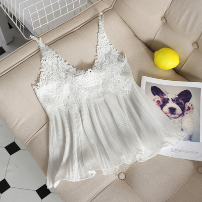 Modern női tanktop széles modell vékony pántokkal és csipkével több színben