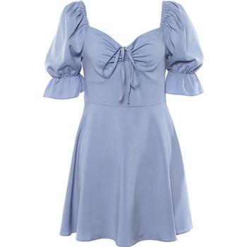 Alkalmi női ruha rövid ujjú, kék színű nyakkendővel