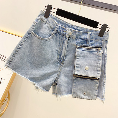 Дамски къси дънкови панталони в черен и син цвят