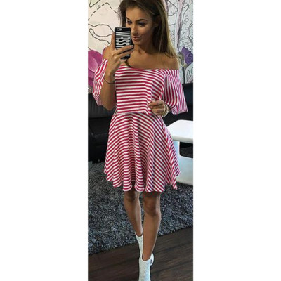 Két részből álló női csíkos szett három színben