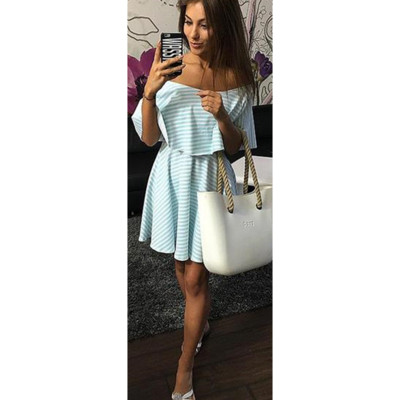 Két részből álló női csíkos szett három színben