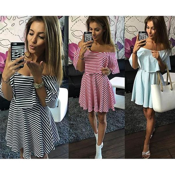 Két részből álló női csíkos szett három színben