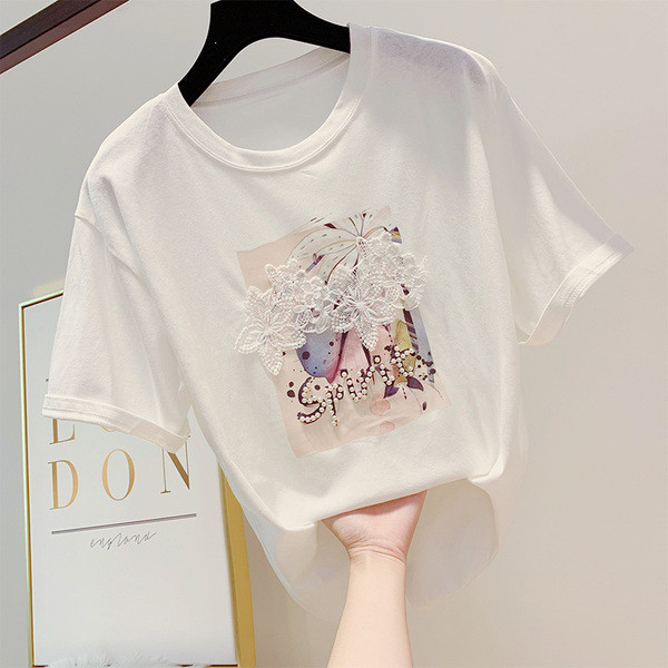 Női póló csipkével és gyöngyökkel több színben