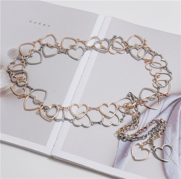 Modern fém női öv arany és ezüst színben