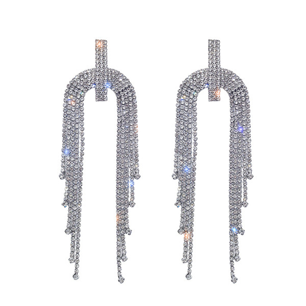 Stílusos női fülbevaló ezüst színben kövekkel