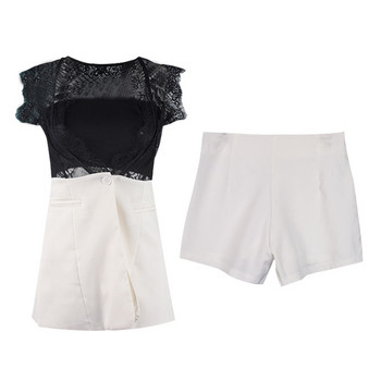 Γυναικείο κομψό κοντό φόρεμα με στοιχεία δαντέλας