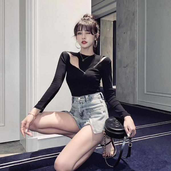 Γυναικείες μπλούζες με μακριά μανίκια και φερμουάρ