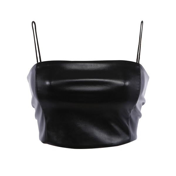 Női rövid bőr melltartó nagyon vékony pántokkal