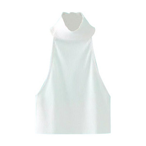 Rövid női felső gallérral és csupasz háttal