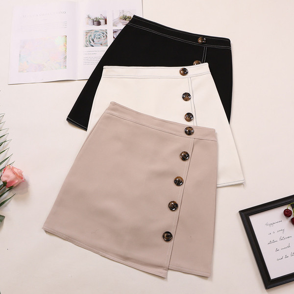 Modern női szoknya gombokkal, három színben