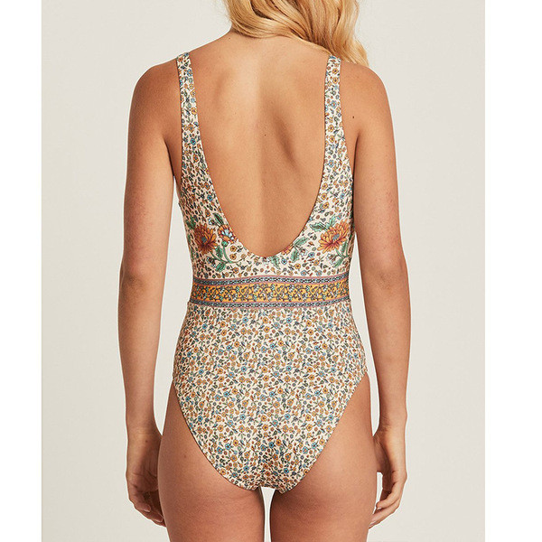 Két színben virágmintás egész fürdőruha