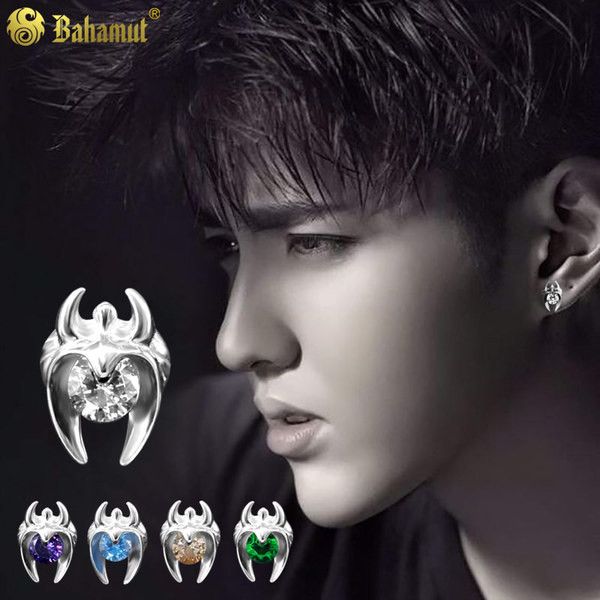 Férfi fülbevaló színes kővel - 1 db.