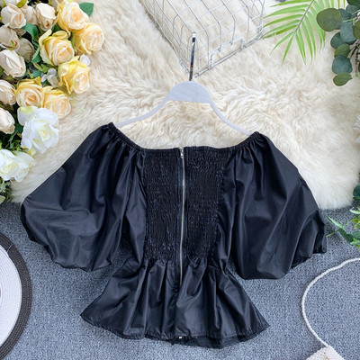 Σύγχρονη γυναικεία μπλούζα σε δύο χρώματα φερμουάρ