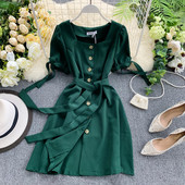 Σύγχρονο γυναικείο φόρεμα με ζώνη σε διάφορα χρώματα