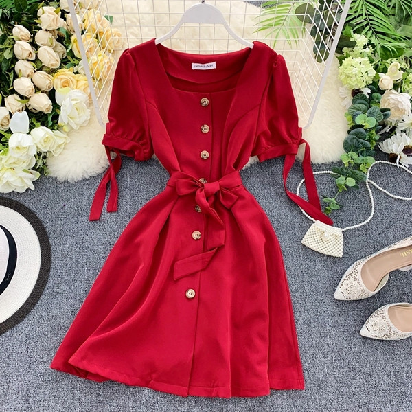 Σύγχρονο γυναικείο φόρεμα με  ζώνη σε διάφορα χρώματα