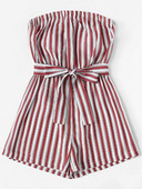 Casual γυναικεία ριγέ ολόσωμη φόρμα με στράπλες