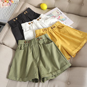 Модерни дамски къси панталони с копчета и джоб в няколко цвята