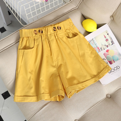 Модерни дамски къси панталони с копчета и джоб в няколко цвята