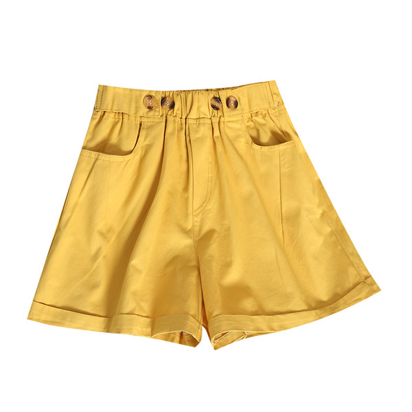 Модерни дамски къси панталони с копчета и джоб в няколко цвята