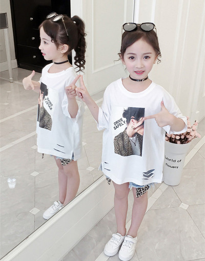 Tricou modern pentru copii de culoare albă - pentru fete