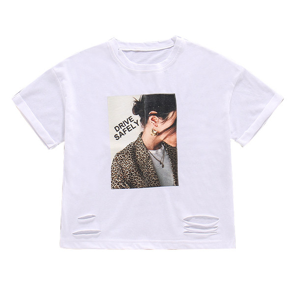 Tricou modern pentru copii de culoare albă - pentru fete