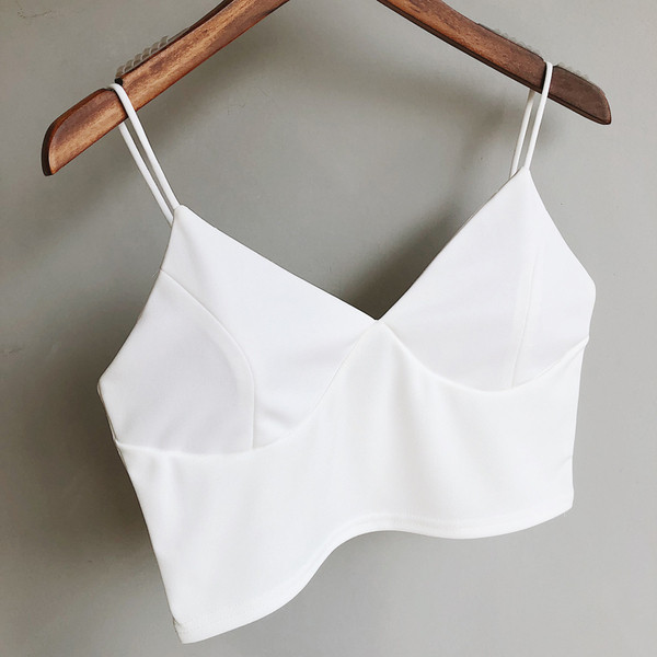 Дамски къс топ в бял и черен цвят