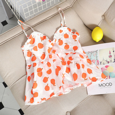 Ежедневен дамски потник с тънки презрамки и цветен десен