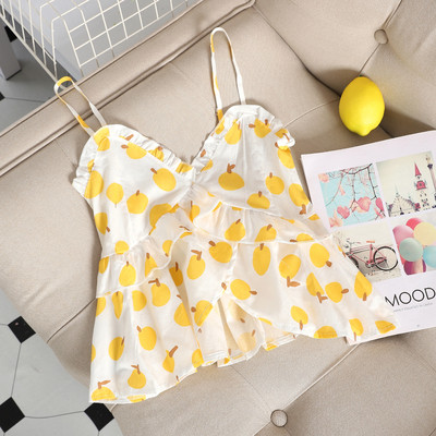 Ежедневен дамски потник с тънки презрамки и цветен десен