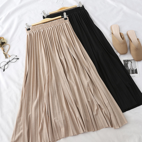 Fusta de dama moderna plisata cu talie inalta in patru culori