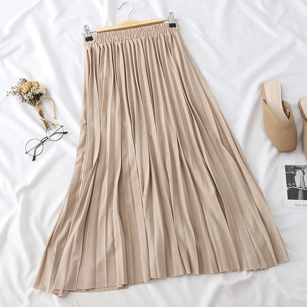 Fusta de dama moderna plisata cu talie inalta in patru culori