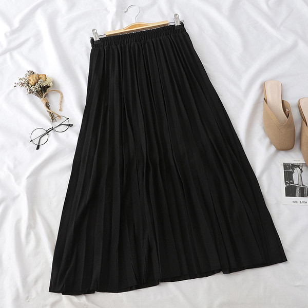 Fusta de dama moderna plisata cu talie inalta in patru culori