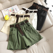 Актуални къси дамски панталони с висока талия и странични джобове в няколко цвята