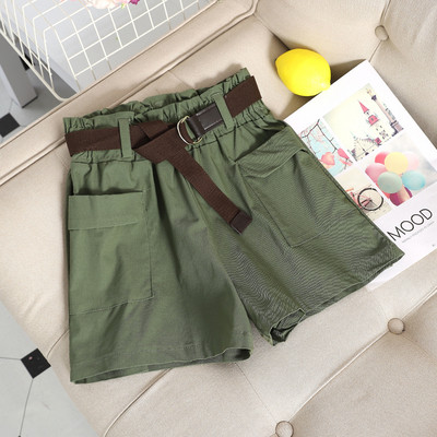 Актуални къси дамски панталони с висока талия и странични джобове в няколко цвята