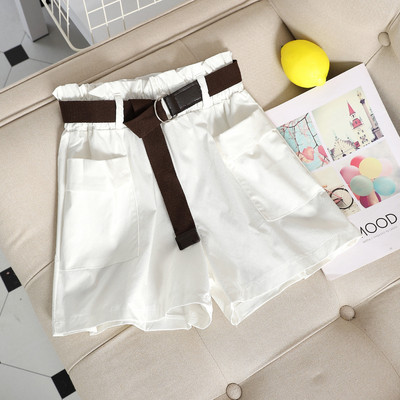 Актуални къси дамски панталони с висока талия и странични джобове в няколко цвята