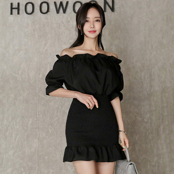 Γυναικείο φόρεμα με κοντό μανίκι σε μαύρο χρώμα