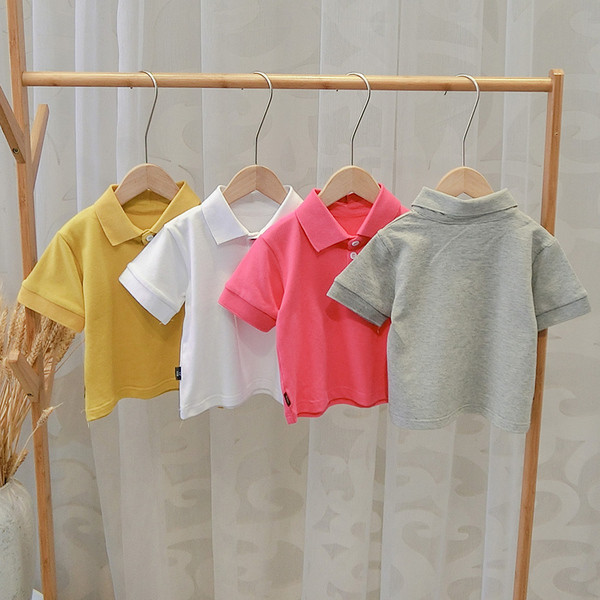 Gyerek póló fiúknak négy színben gombokkal és hímzéssel